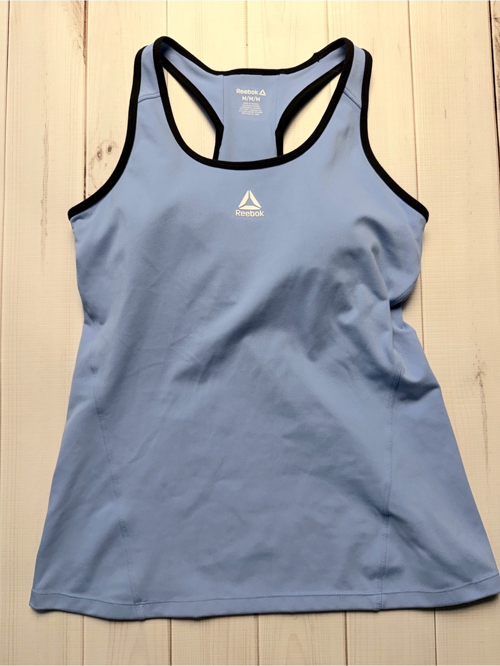 Reebok Blue Racerback Workout Tank with Black Trim